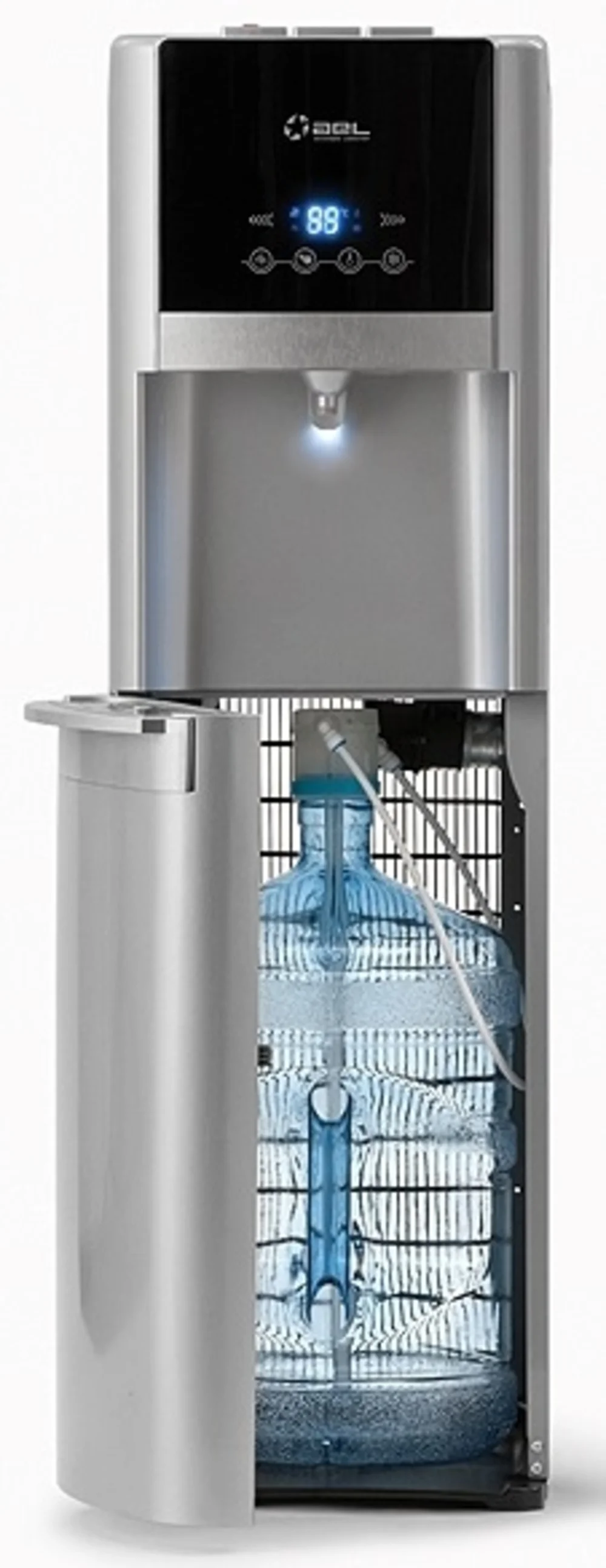 Кулер для воды AEL LC-AEL-809a, нижняя загрузка, нагрев 94 °С, охлаждение 5 °С, серебристый