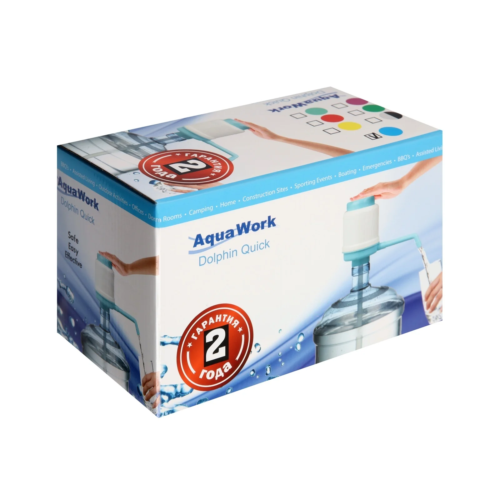 Помпа для 19л бутыли Aqua Work Дельфин Квик механический голубой/белый