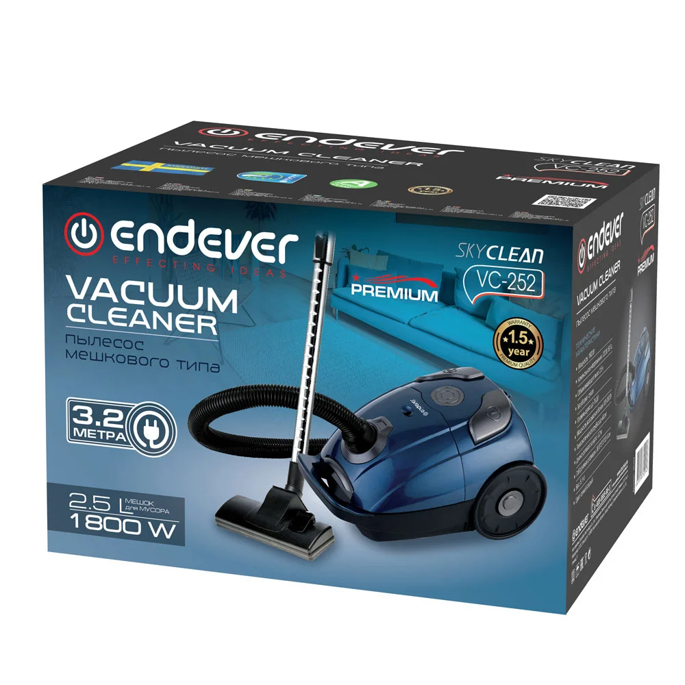 Пылесос напольный Endever SkyClean VC-252 90794 синий/серый