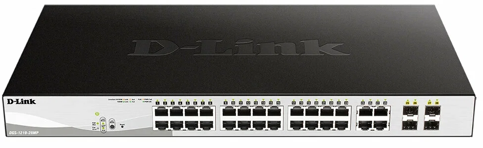 Коммутатор D-Link DGS-1210-28MP DGS-1210-28MP/F 24G 24PoE+ 370W настраиваемый