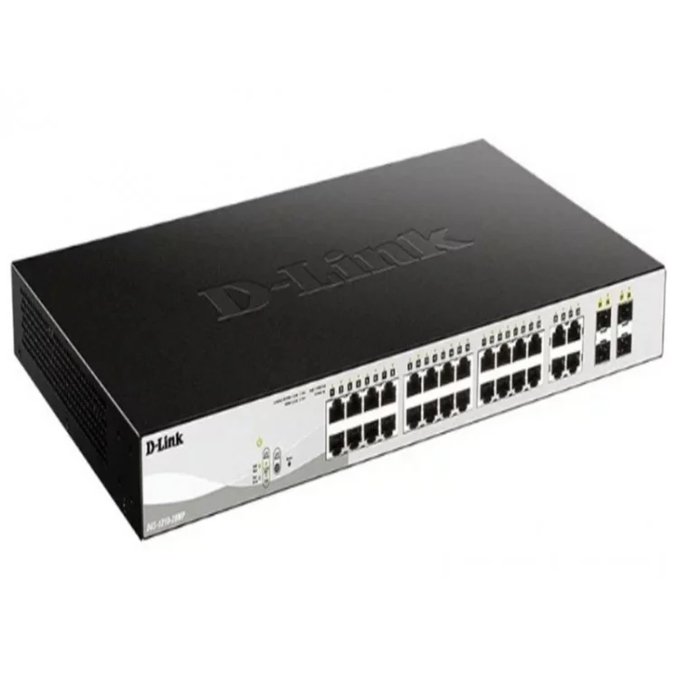 Коммутатор D-Link DGS-1210-28MP DGS-1210-28MP/F 24G 24PoE+ 370W настраиваемый