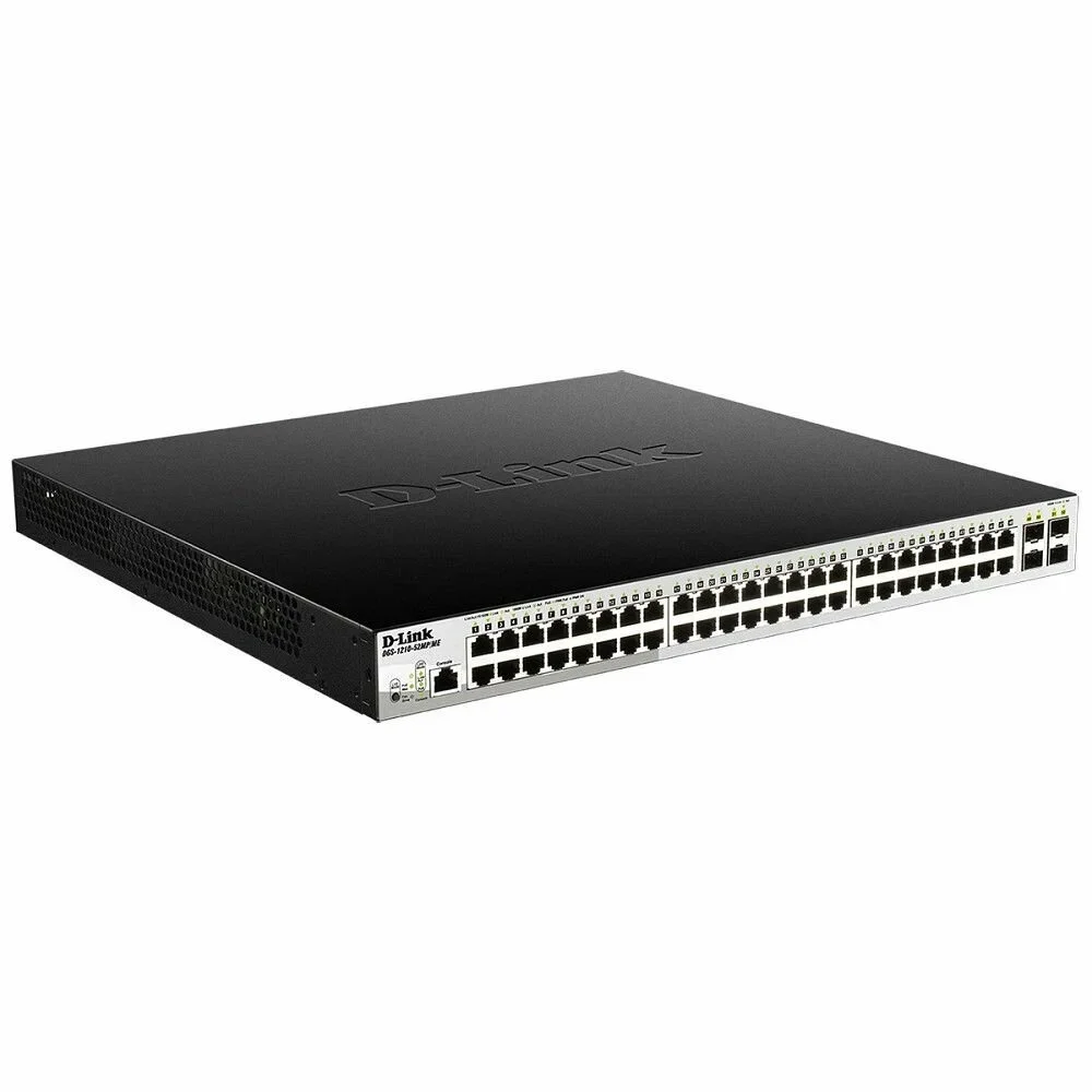 Коммутатор D-Link DGS-1210-52P/ME/B1A, L2 Managed Switch with 48 10/100/1000Base-T ports and 4 1000Base-X SFP ports (8 PoE ports 802.3af/802.3at (30 W