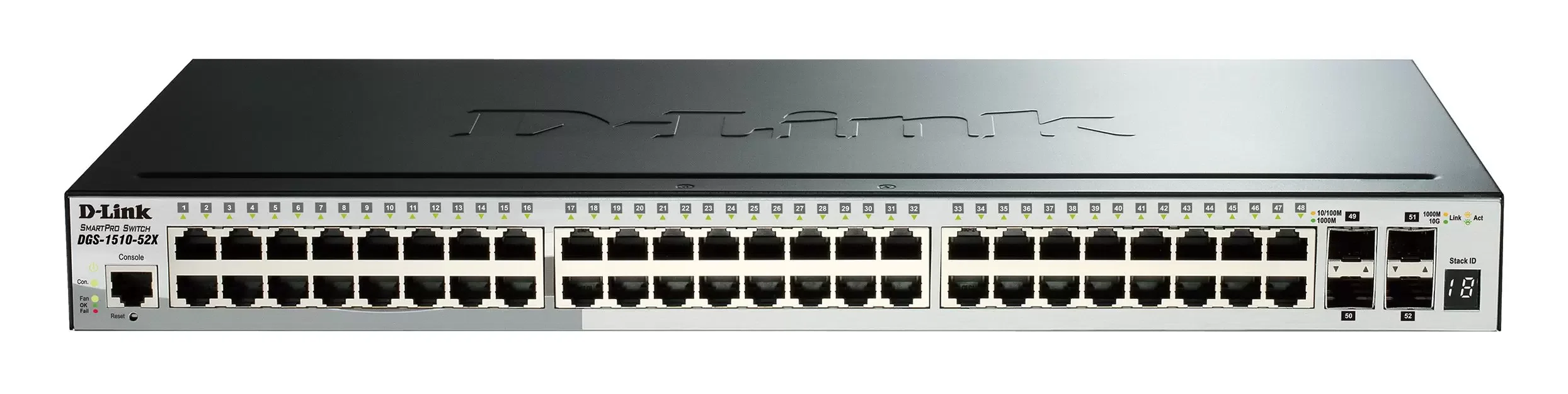 Коммутатор D-Link DGS-1510-52X/A2A Настраиваемый стекируемый коммутатор SmartPro уровня 2+ с 48 портами 10/100/1000Base-T и 4 портами 10Gbase-X SFP+