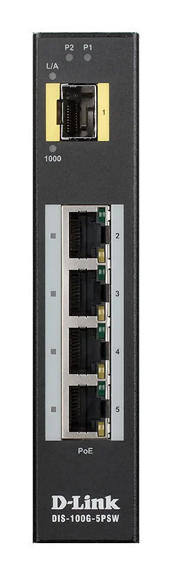 Коммутатор D-Link DIS-100G-5PSW/A1A Промышленный неуправляемый коммутатор с 4 портами 10/100/1000Base-T, 1 портом 1000Base-X SFP, функцией энергосбере
