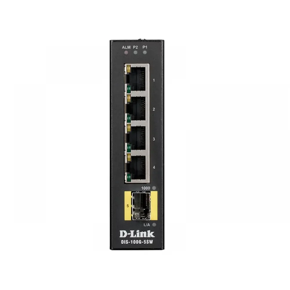 Коммутатор D-Link DIS-100G-5SW/A1A Промышленный неуправляемый коммутатор с 4 портами 10/100/1000Base-T, 1 портом 1000Base-X SFP, функцией энергосбереж