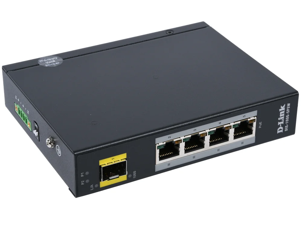 Коммутатор D-Link DIS-100G-5SW/A1A Промышленный неуправляемый коммутатор с 4 портами 10/100/1000Base-T, 1 портом 1000Base-X SFP, функцией энергосбереж