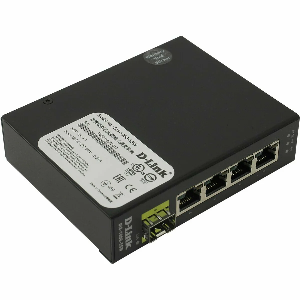 Коммутатор D-Link DIS-100G-5SW/A1A Промышленный неуправляемый коммутатор с 4 портами 10/100/1000Base-T, 1 портом 1000Base-X SFP, функцией энергосбереж