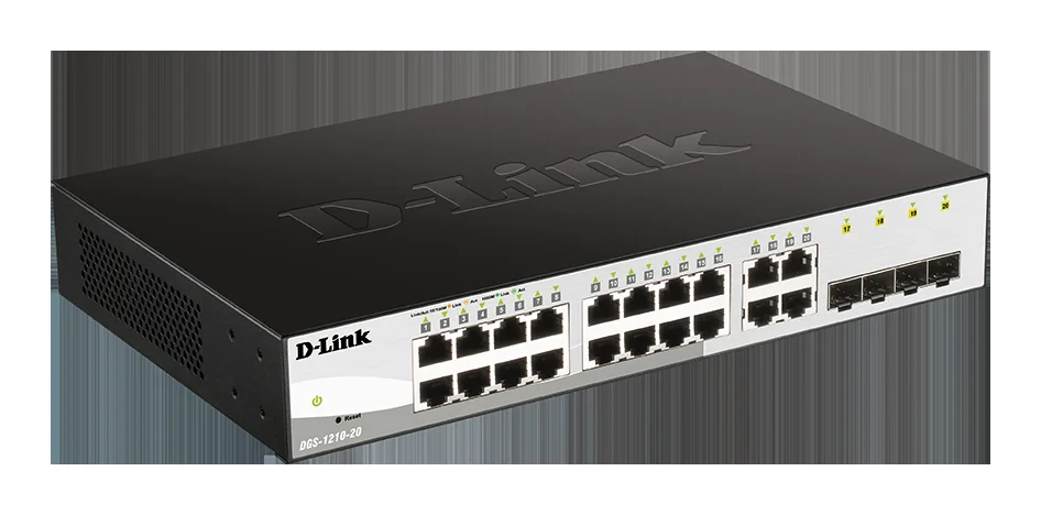 Коммутатор D-Link Gigabit Smart Switch with 16 10/100/1000Base-T ports and 4 Gigabit MiniGbIC (SFP) ports