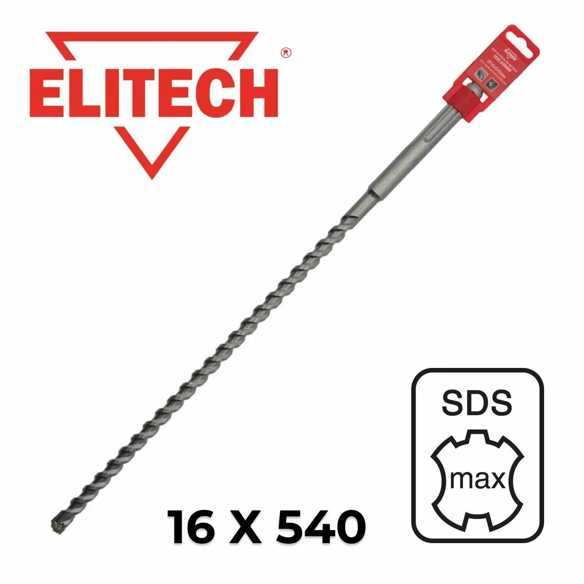 Бур Elitech 1820.039900 по бетону Д=16мм Дл=540мм (1пред.) для перфораторов
