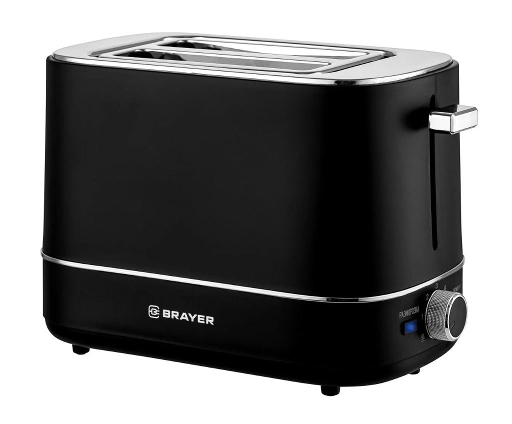 Тостер BRAYER BR2118, 930 Вт, 6 реж, автоподогр, размор, отмена, автоотключ,2 тоста одновр