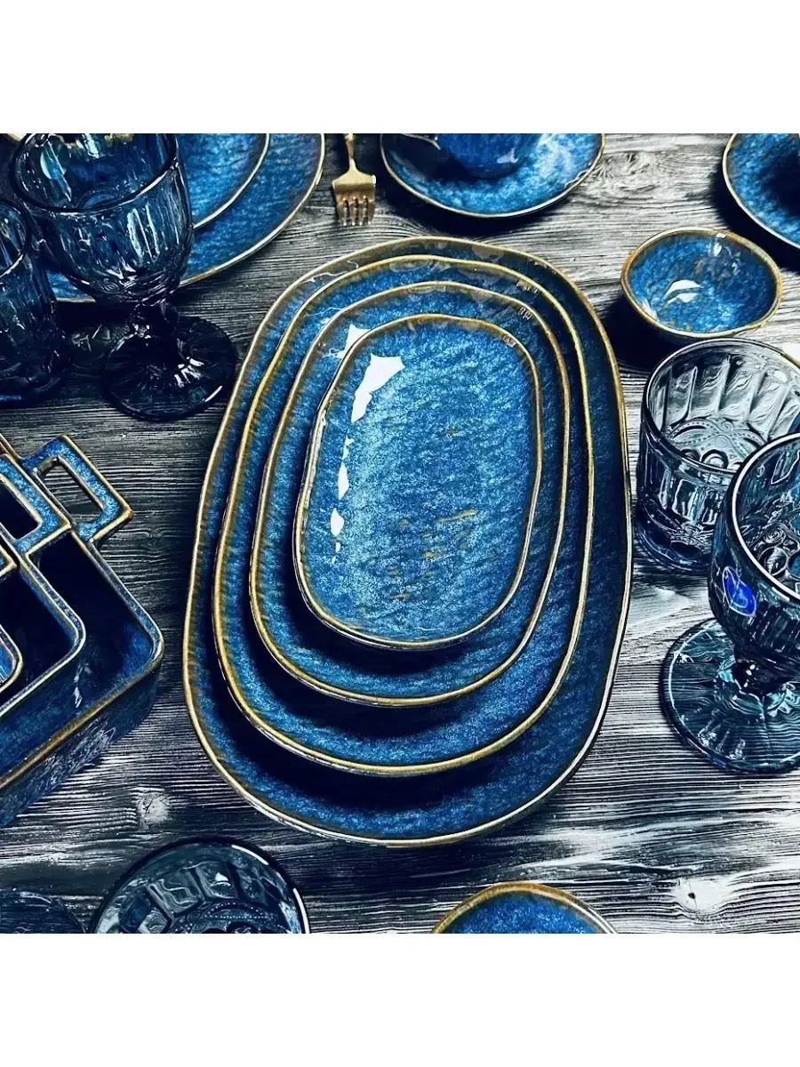 118-112 Блюдо глубокое 36,5см  AQUAMARINE в под.уп.(х3)Фарфор