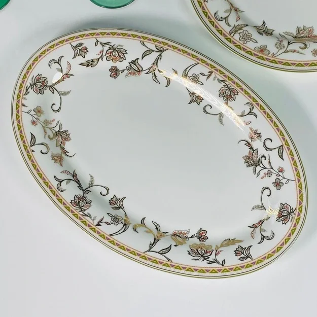 125-101 Прямоугольное блюдо 41см. ЗОЛОТОЙ ОРНАМЕНТ в под.уп.(х10)Костяной фарфор