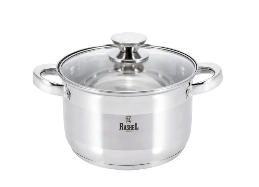 RASHEL R-1500х Кастрюля 1,5 л из нержавеющей стали со стекл. кр., 14х9 см