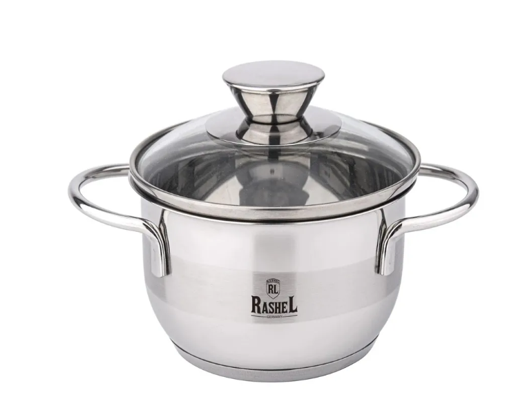 RASHEL R-690м Кастрюля 1,8 л из нержавеющей стали со стекл. кр., 16х9 см