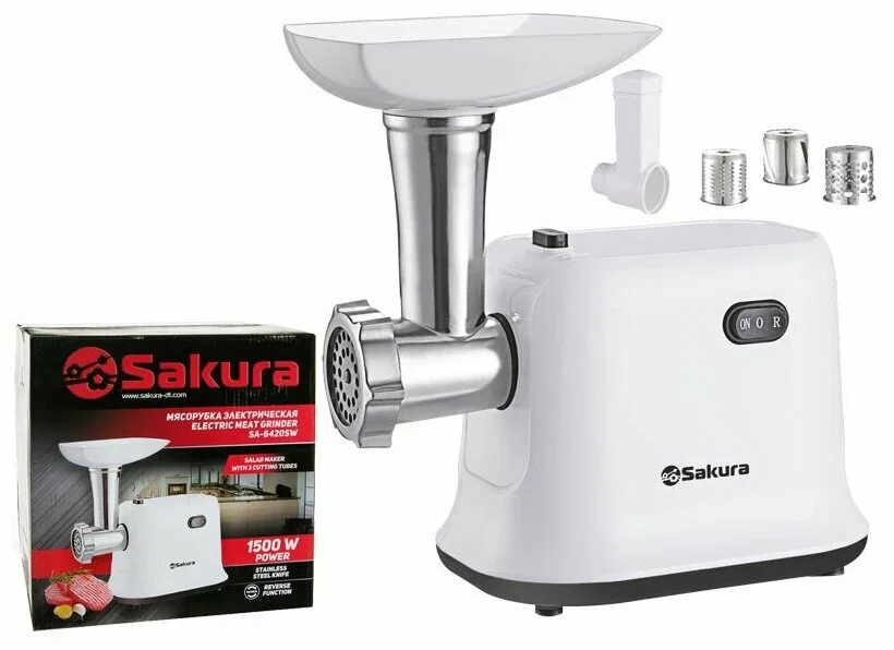 Мясорубка Sakura SA-6420STW 1500Вт реверс + компл нас