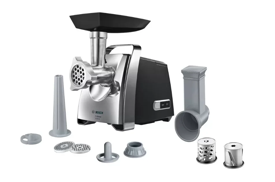 Мясорубка электрическая Bosch MFW67440 черный, 2000 Вт, 3.5 кг/мин, реверс, защита от перегрузки, насадки - 7