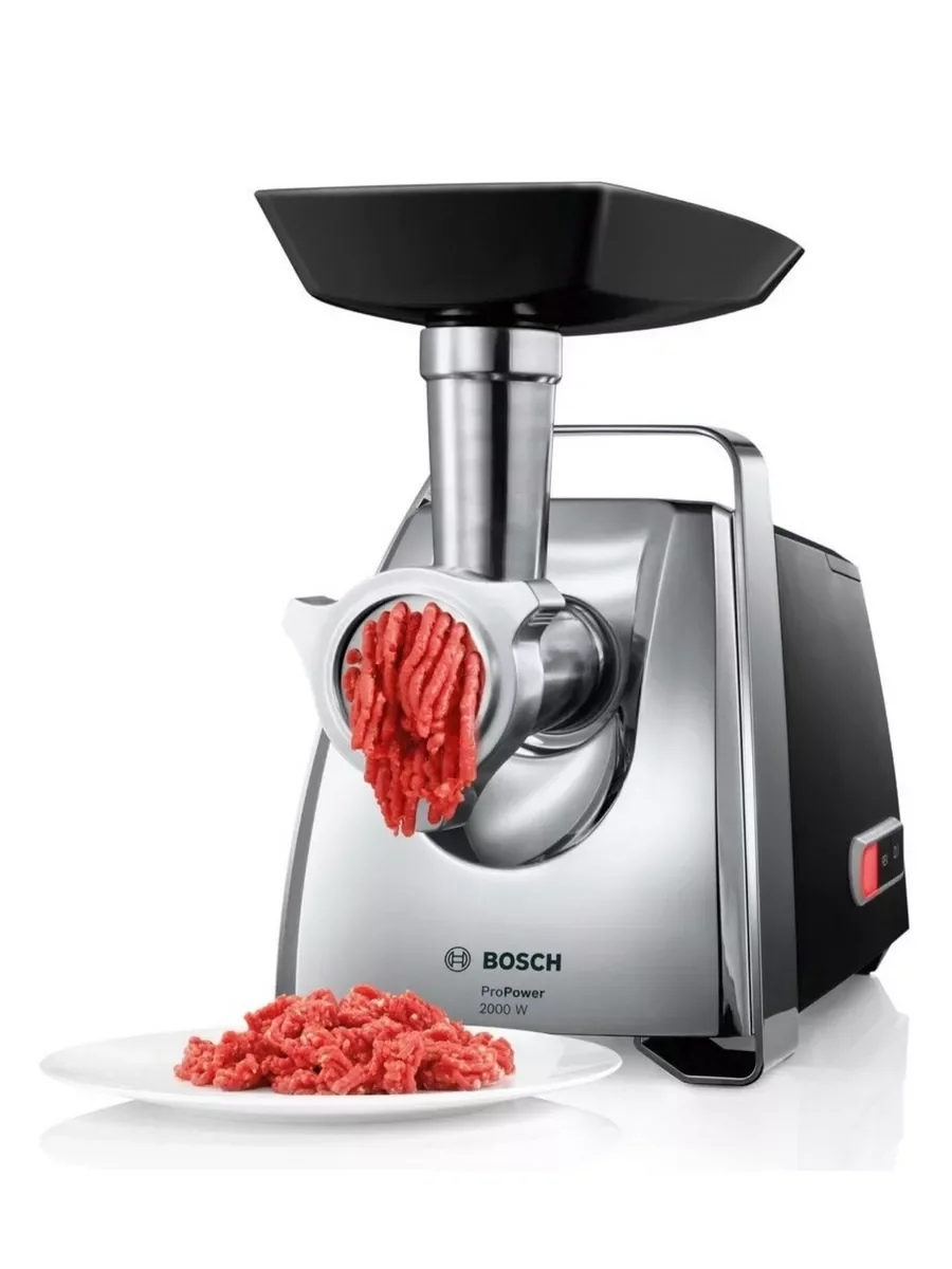 Мясорубка электрическая Bosch MFW67440 черный, 2000 Вт, 3.5 кг/мин, реверс, защита от перегрузки, насадки - 7