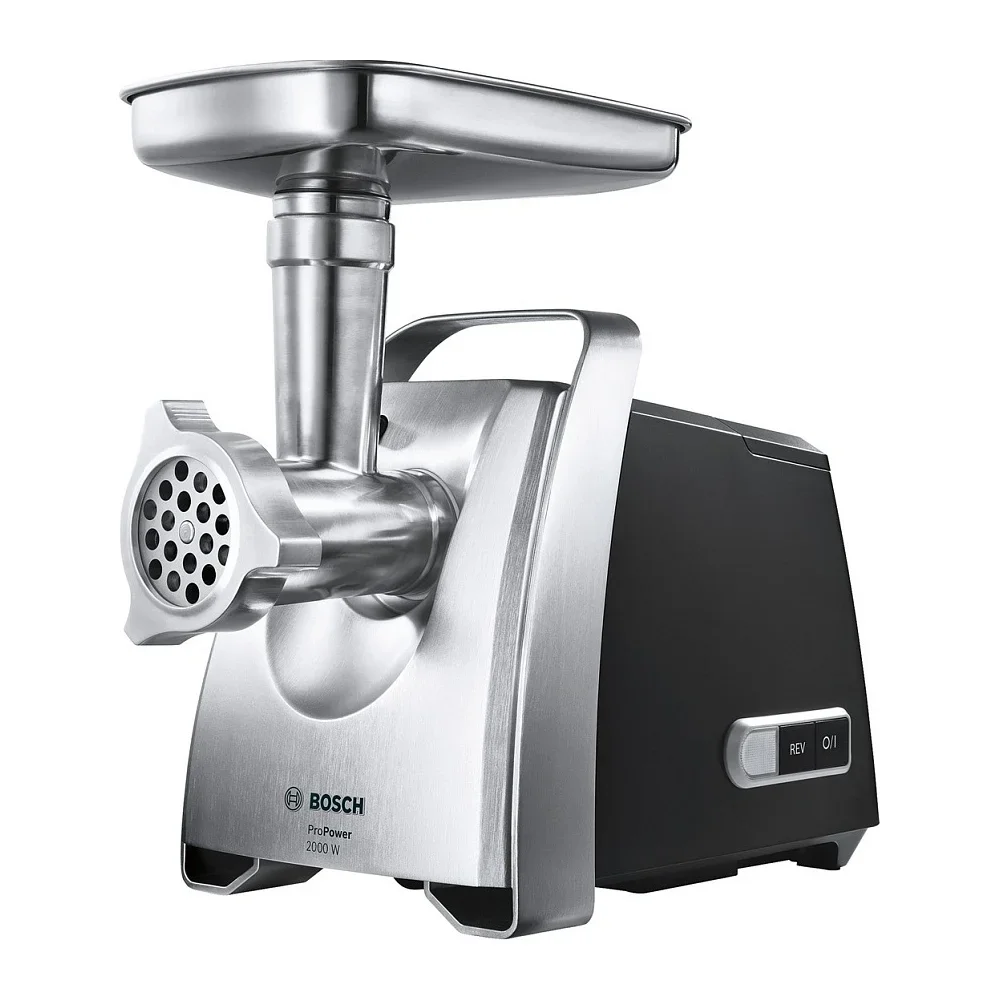 Мясорубка электрическая Bosch MFW68680 черный, 2200 Вт, 4.3 кг/мин, реверс, защита от перегрузки, насадки - 5