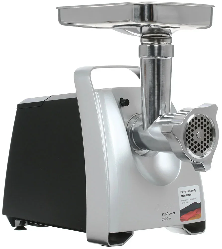 Мясорубка электрическая Bosch MFW68680 черный, 2200 Вт, 4.3 кг/мин, реверс, защита от перегрузки, насадки - 5