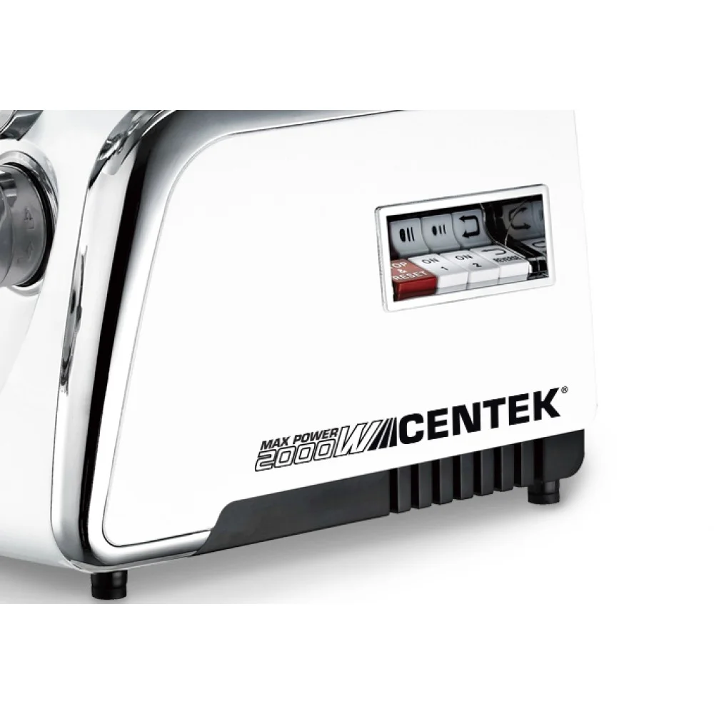 Мясорубка электрическая Centek CT-1602 Juice белый, 2000 Вт, 2.0 кг/мин, реверс, защита от перегрузки, металлический лоток, насадки - 5