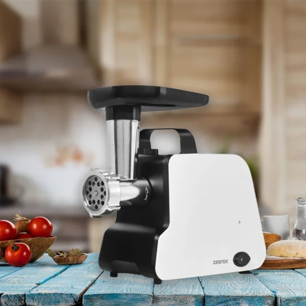 Мясорубка электрическая Centek CT-1603 белый, 2000 Вт, 2.0 кг/мин, реверс, защита от перегрузки, насадки - 4