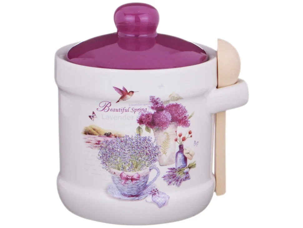 САХАРНИЦА С ЛОЖКОЙ AGNESS "ЛАВАНДОВАЯ ВЕСНА" 10*11,5 СМ 240 МЛ (КОР=36ШТ.)