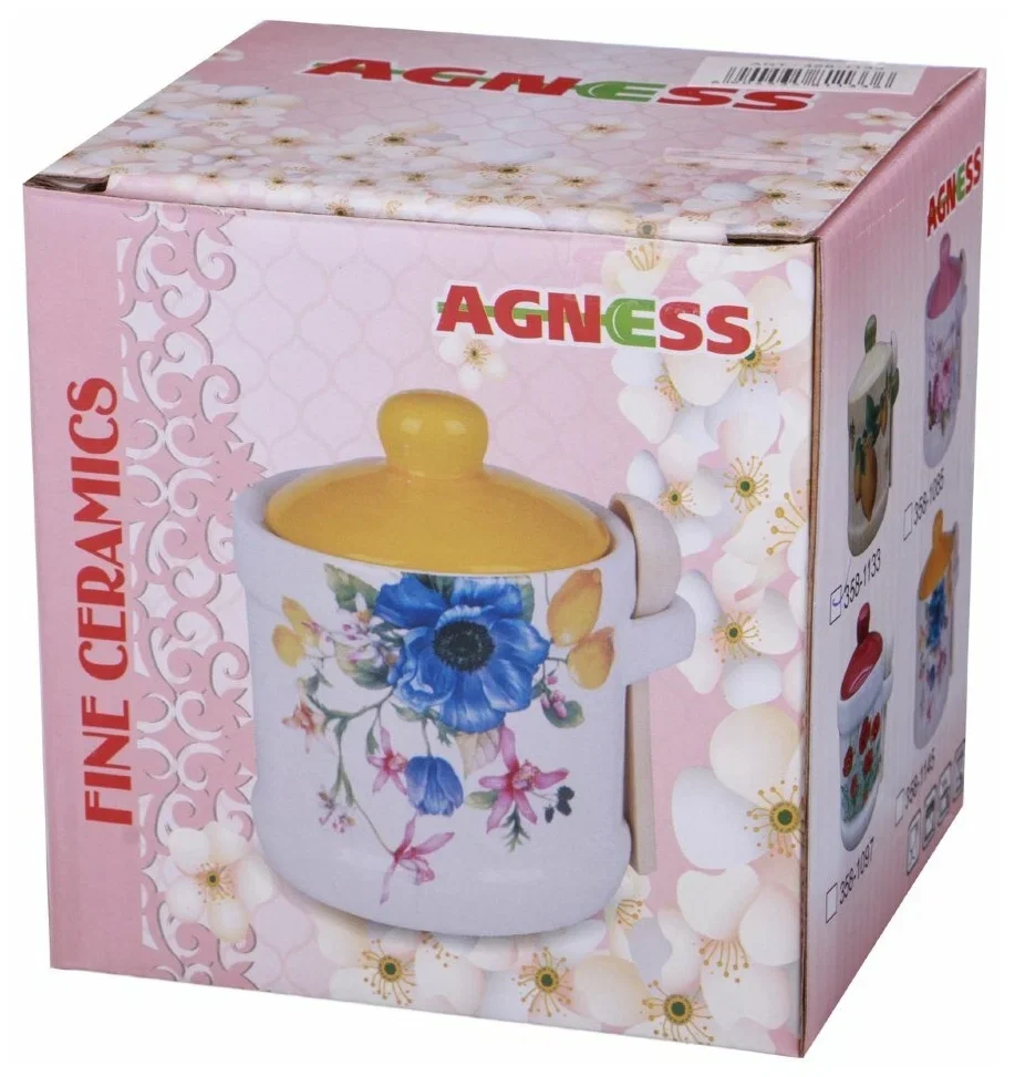 САХАРНИЦА С ЛОЖКОЙ AGNESS "ЛАВАНДОВАЯ ВЕСНА" 10*9,5 СМ 300 МЛ (КОР=32ШТ.)