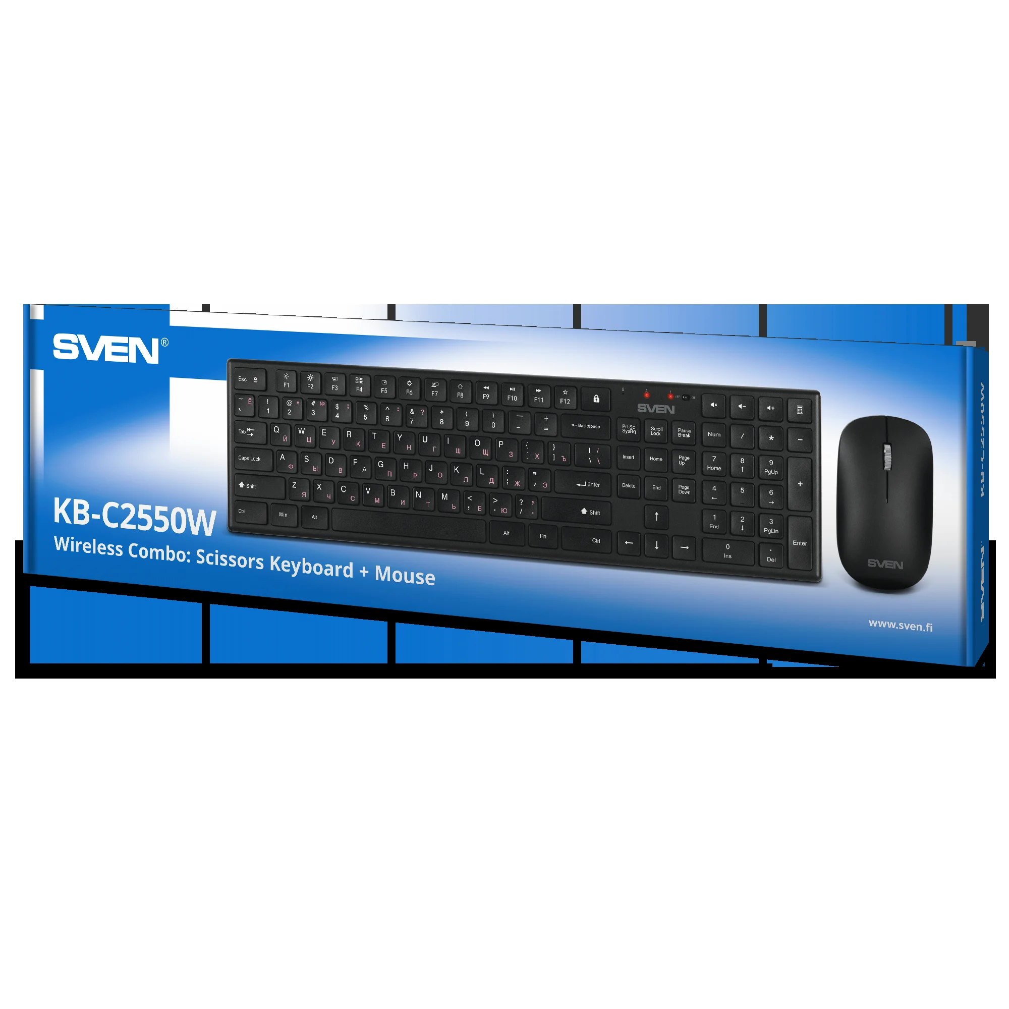 Комплект клавиатура + мышь SVEN KB-C2550W чёрный, беспроводные (109 кл.,12Fn, 1000DPI, 2+1 кл.)