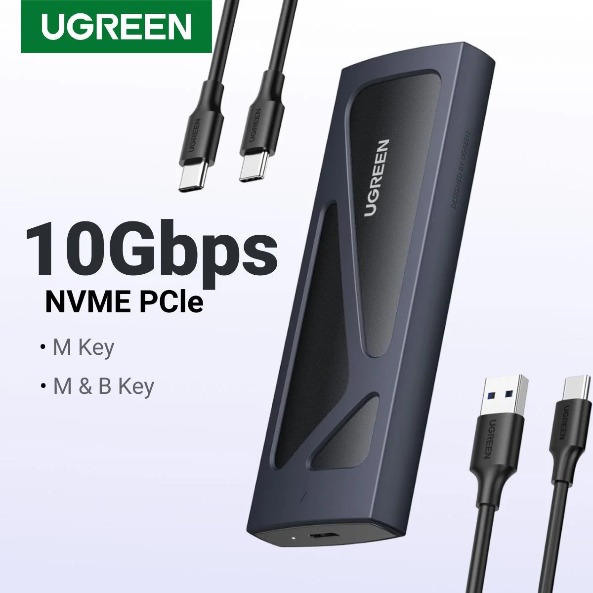 Внешний жесткий диск, накопитель и корпус Ugreen CM578, M.2 NVMe SSD, с кабелем, серый (15512)