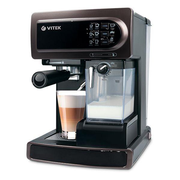 Кофеварка эспрессо Vitek VT-1517 BN (1300Вт., 15бар. обьем 1,65л., капучинатор)