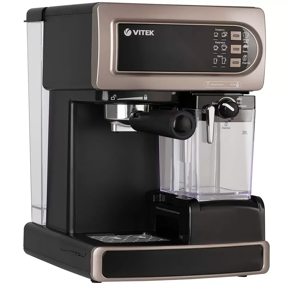 Кофеварка эспрессо Vitek VT-1517 BN (1300Вт., 15бар. обьем 1,65л., капучинатор)