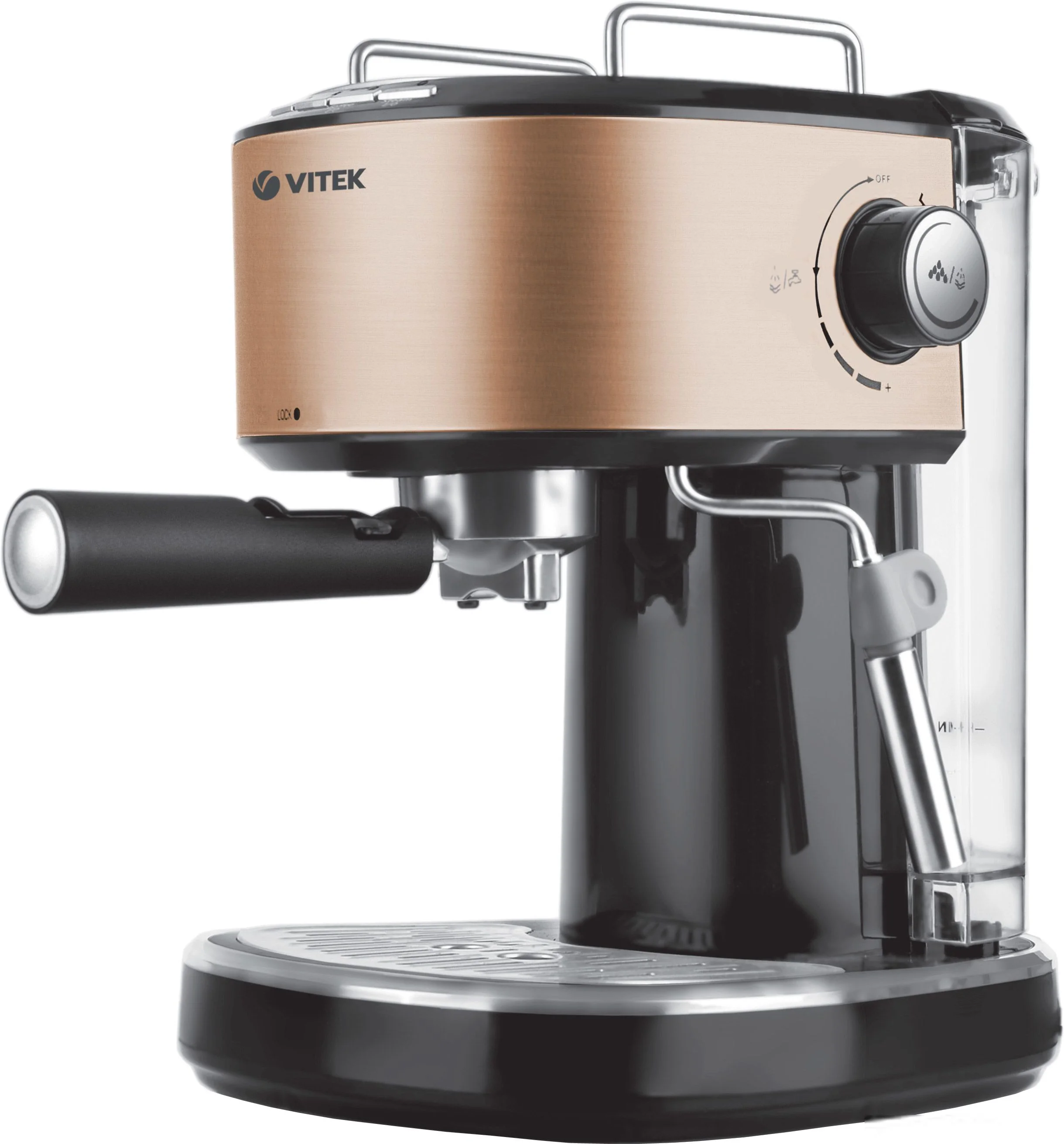 Кофеварка эспрессо Vitek VT-1524 GD (750вт, 1л, 5 бар,капучинатор)