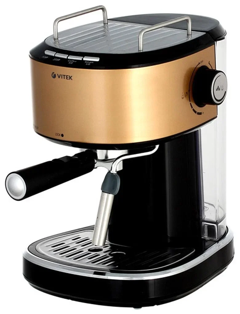 Кофеварка эспрессо Vitek VT-1524 GD (750вт, 1л, 5 бар,капучинатор)