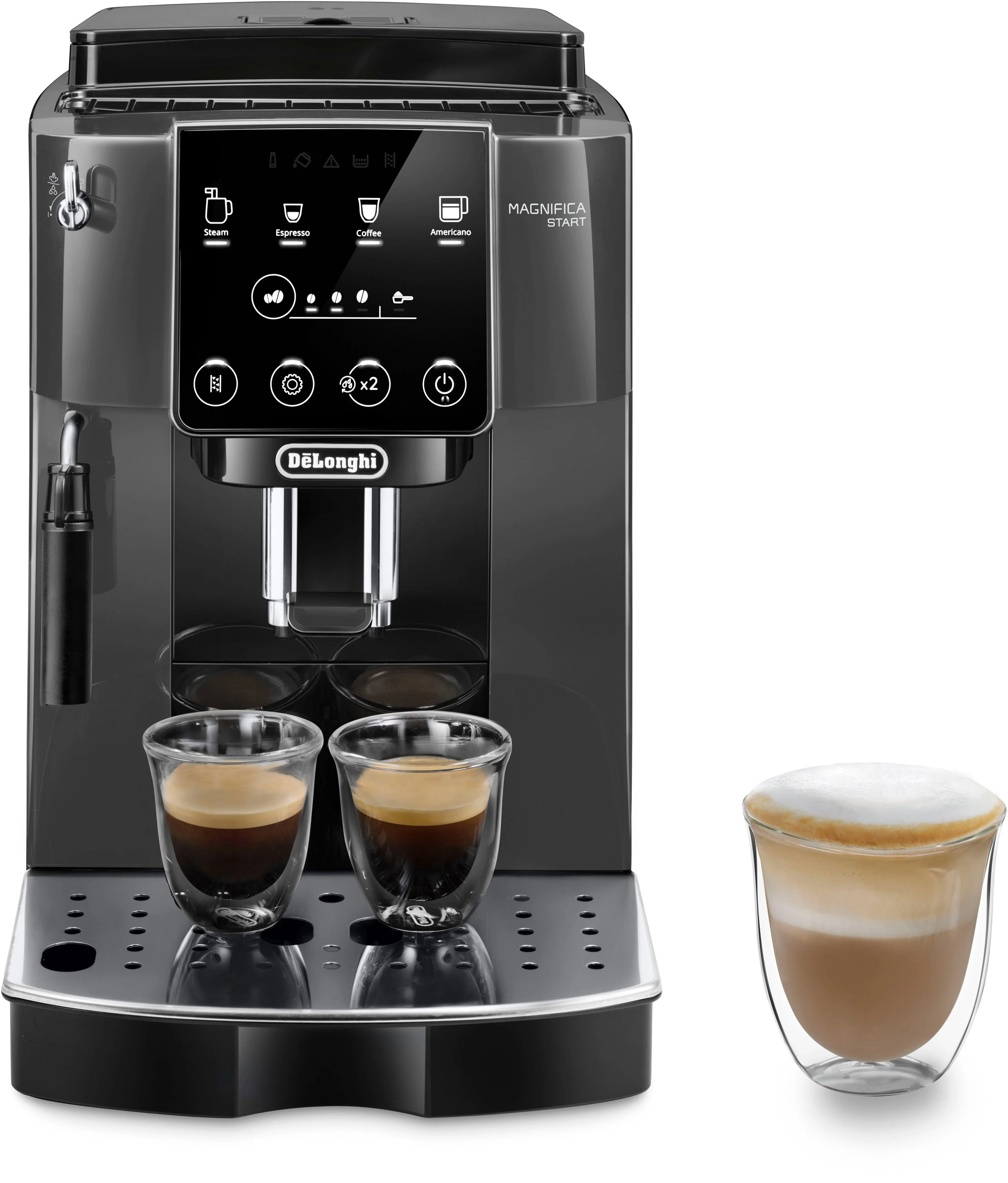 Кофемашина DeLonghi ECAM220.22.GB, черно-серый (1450 Вт, 2 чашки,  зерно,промывка)