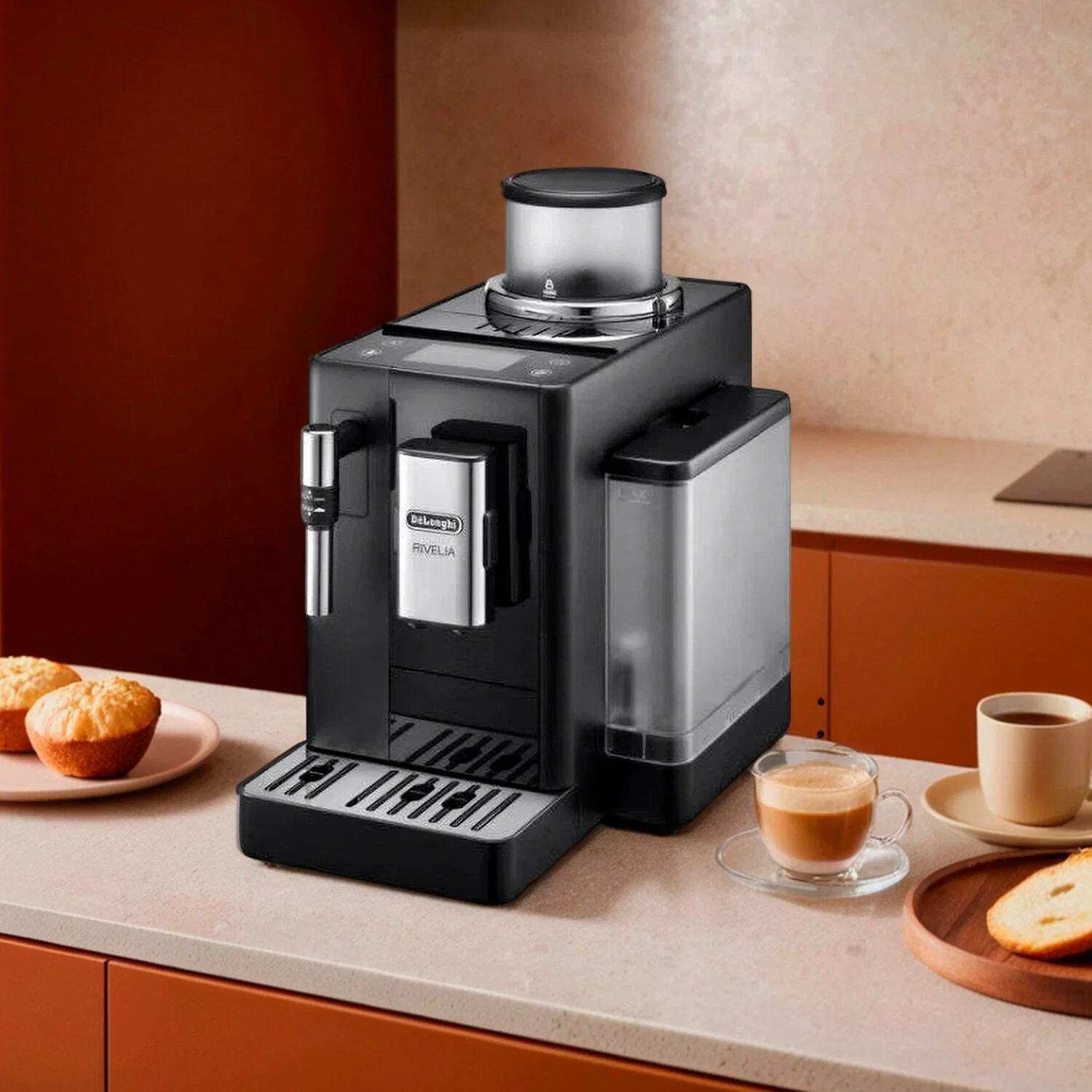 Кофемашина Delonghi Exam 440.35b 1450Вт 19 бар конейнер 250г емкость 1,4л 7 степеней помола.