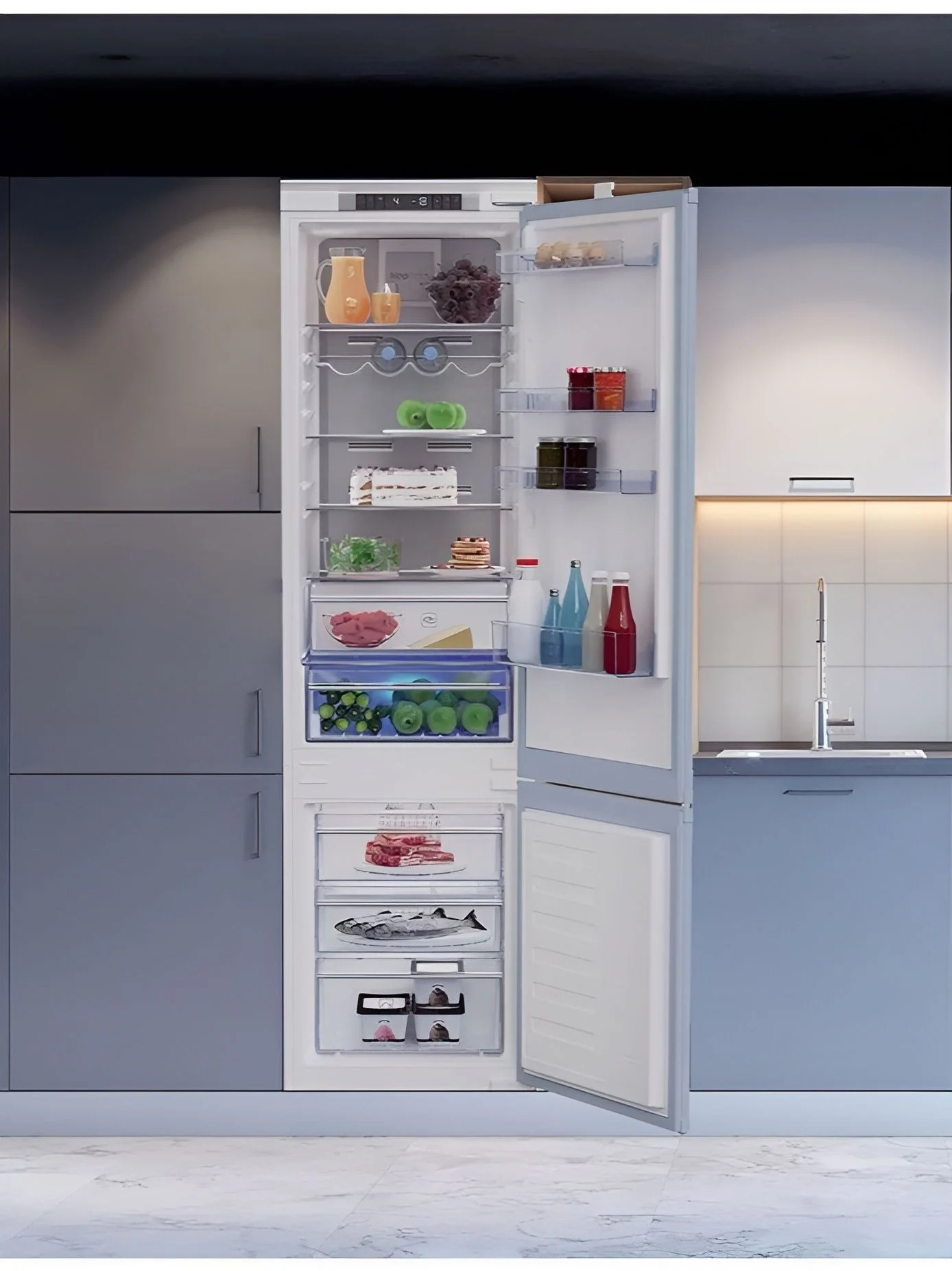 Встраиваемый холодильник Beko Diffusion BCNA306E2S двухкамерный белый