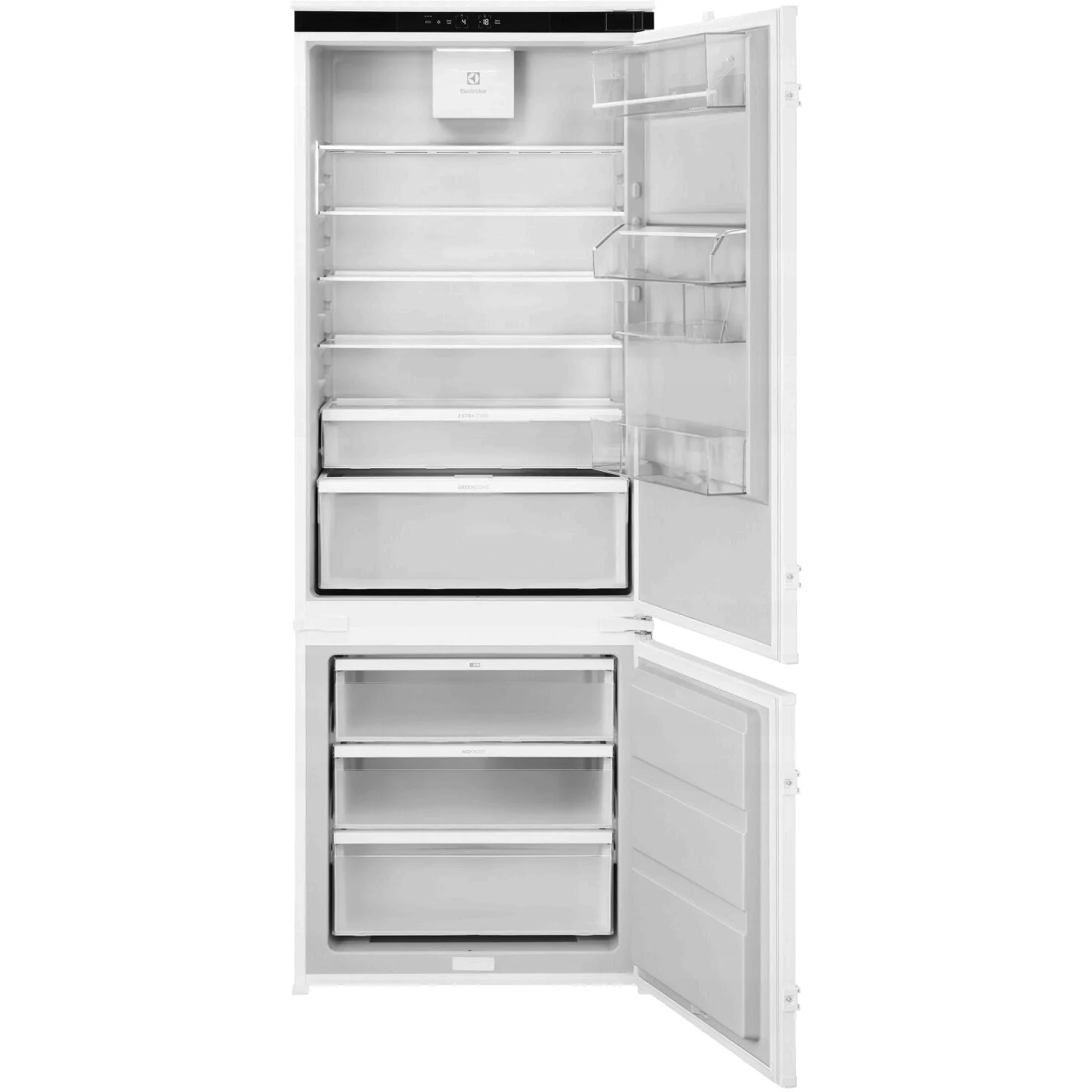 Встраиваемый холодильник Electrolux E7TNGE75S, комбинированный No Frost, Размеры ВxШxГ [мм]: 1884x696x549, сенсорное управление с символьным дисплеем,