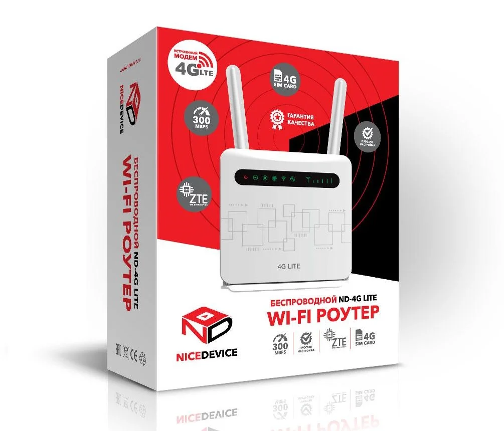 Роутер NICEDEVICE 4G LITE (съемные антенны) Wi-Fi 4 (802.11n) 2.4ГГц