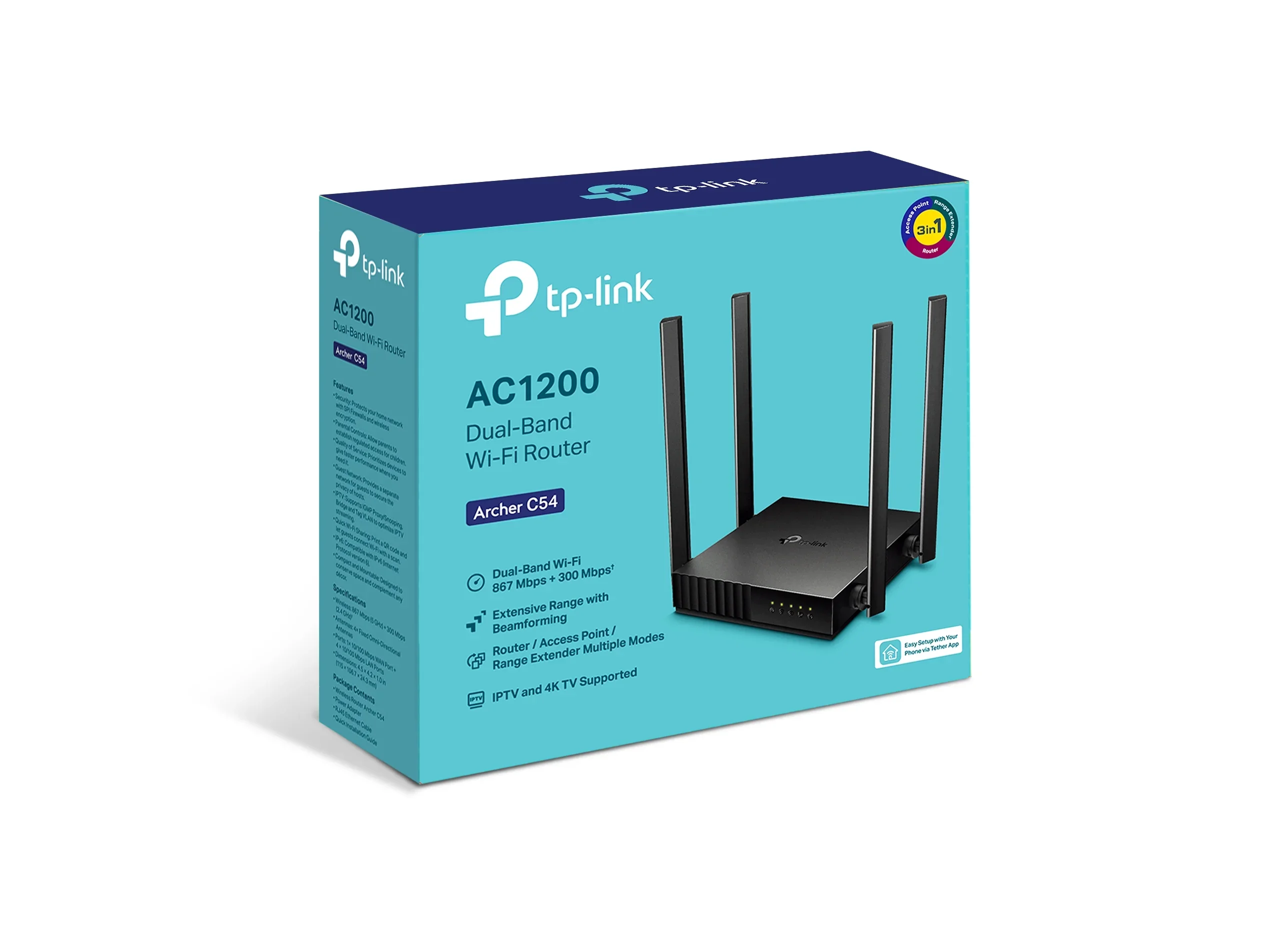Роутер TP-Link Archer C54 AC1200 (2.4 / 5 ГГц, скорость портов 100 Мбит/с,