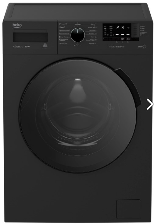 Стиральная машина BEKO WSPE 7612 A черный (пар) 7кг, 1200об/мин, 84х60х45