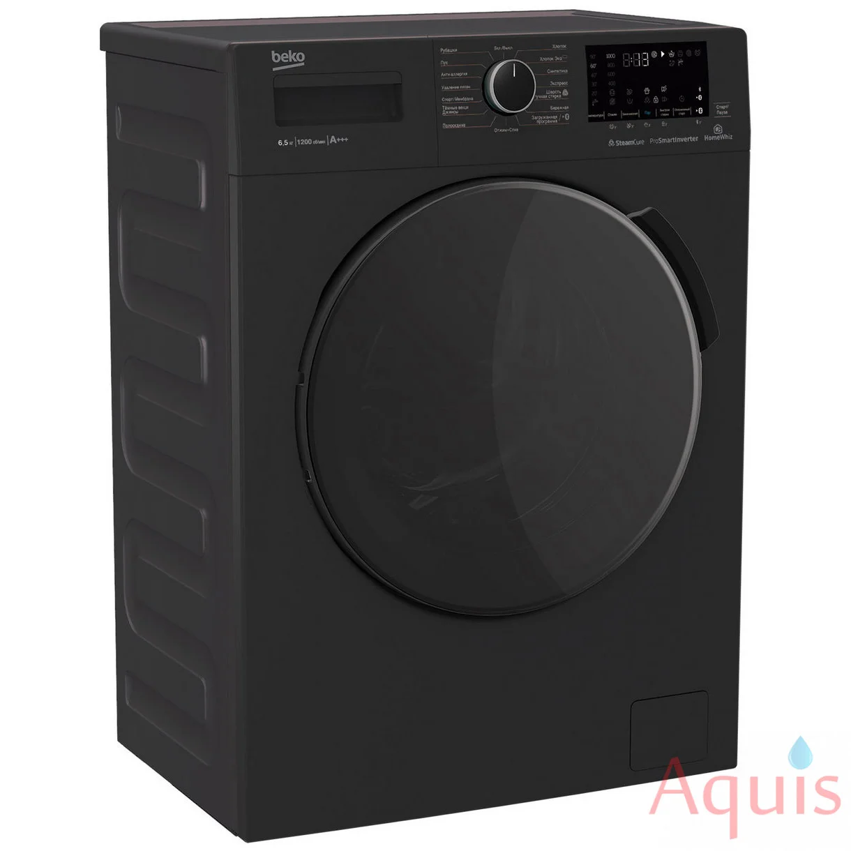 Стиральная машина Beko WSPE6H616A Black 6.5 кг Пар 1200 об/мин, 59.60х43.90х84 см ИНВЕРТОР умный дом