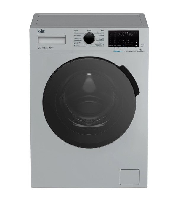 Стиральная машина Beko WSPE7H616S 7.5кг серебро, инвертор,1200 об/мин, 84х48,9х59,6 см умный дом