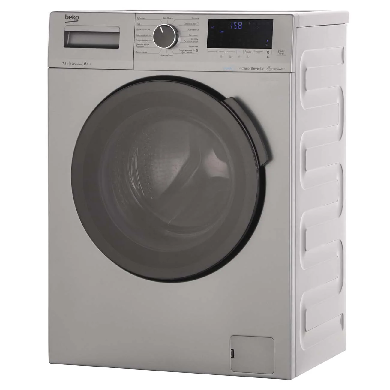 Стиральная машина Beko WSPE7H616S 7.5кг серебро, инвертор,1200 об/мин, 84х48,9х59,6 см умный дом