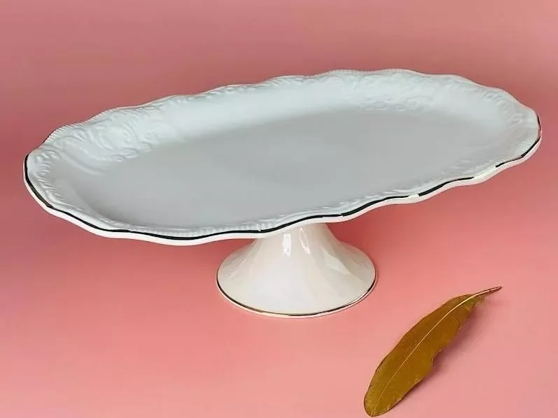 163-058 Прямоугольное блюдо 30х18х11,5см на ножке КОРНЕЛИЯ в под.уп.(х8)Фарфор