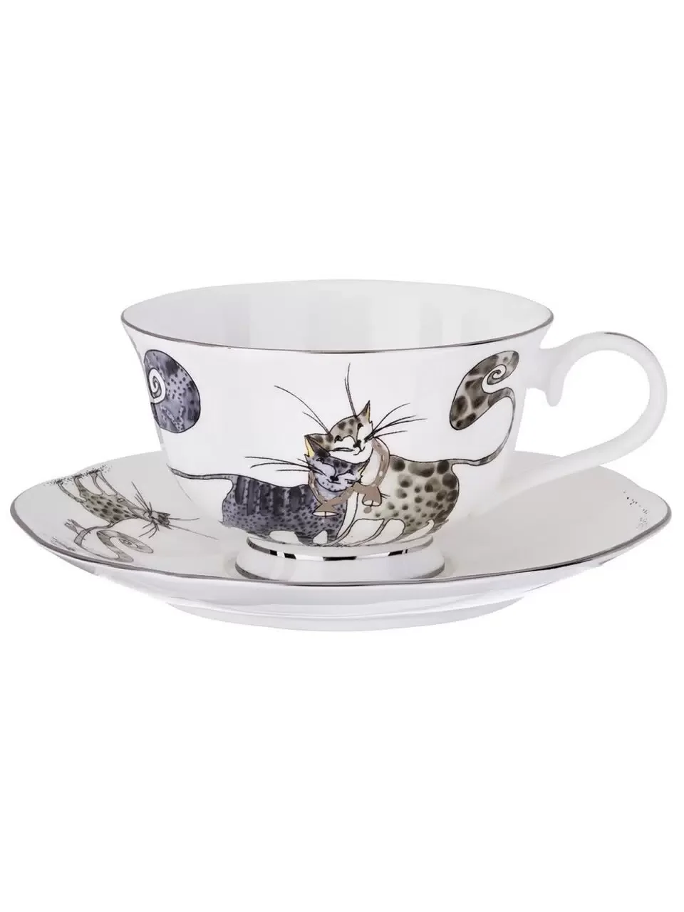 ЧАЙНЫЙ СЕРВИЗ НА 6 ПЕРСОН 15 ПР. "КОТИКИ" 1000/600/300/250 МЛ (КОР=2НАБОР.)