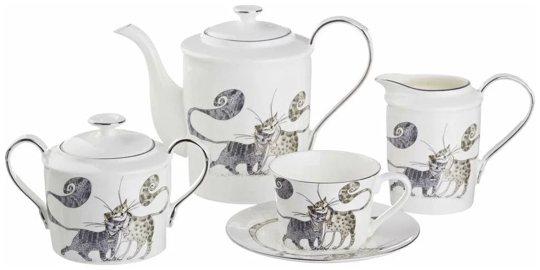 ЧАЙНЫЙ СЕРВИЗ НА 6 ПЕРСОН 15 ПР. "КОТИКИ" 1000/600/300/250 МЛ (КОР=2НАБОР.)