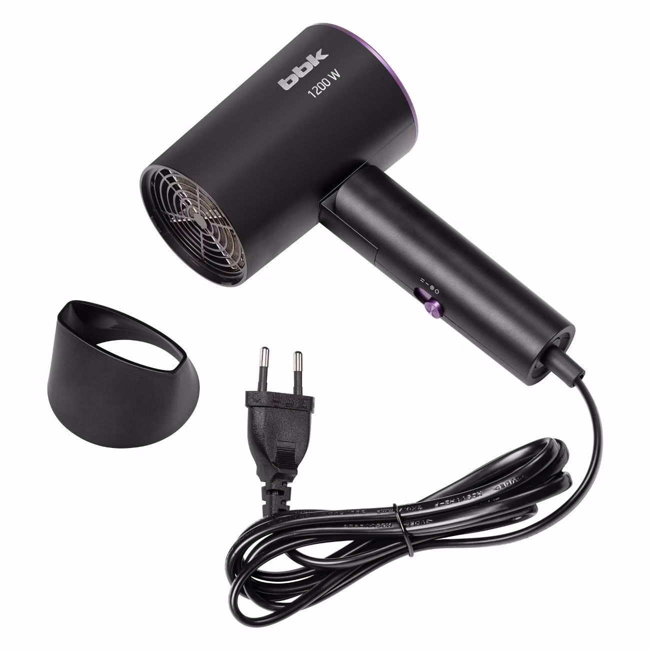 Фен BBK BHD1202 черный, 1200 Вт, компактный