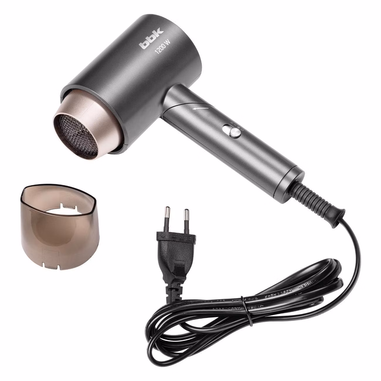 Фен BBK BHD1204 графит, 1200 Вт, компактный