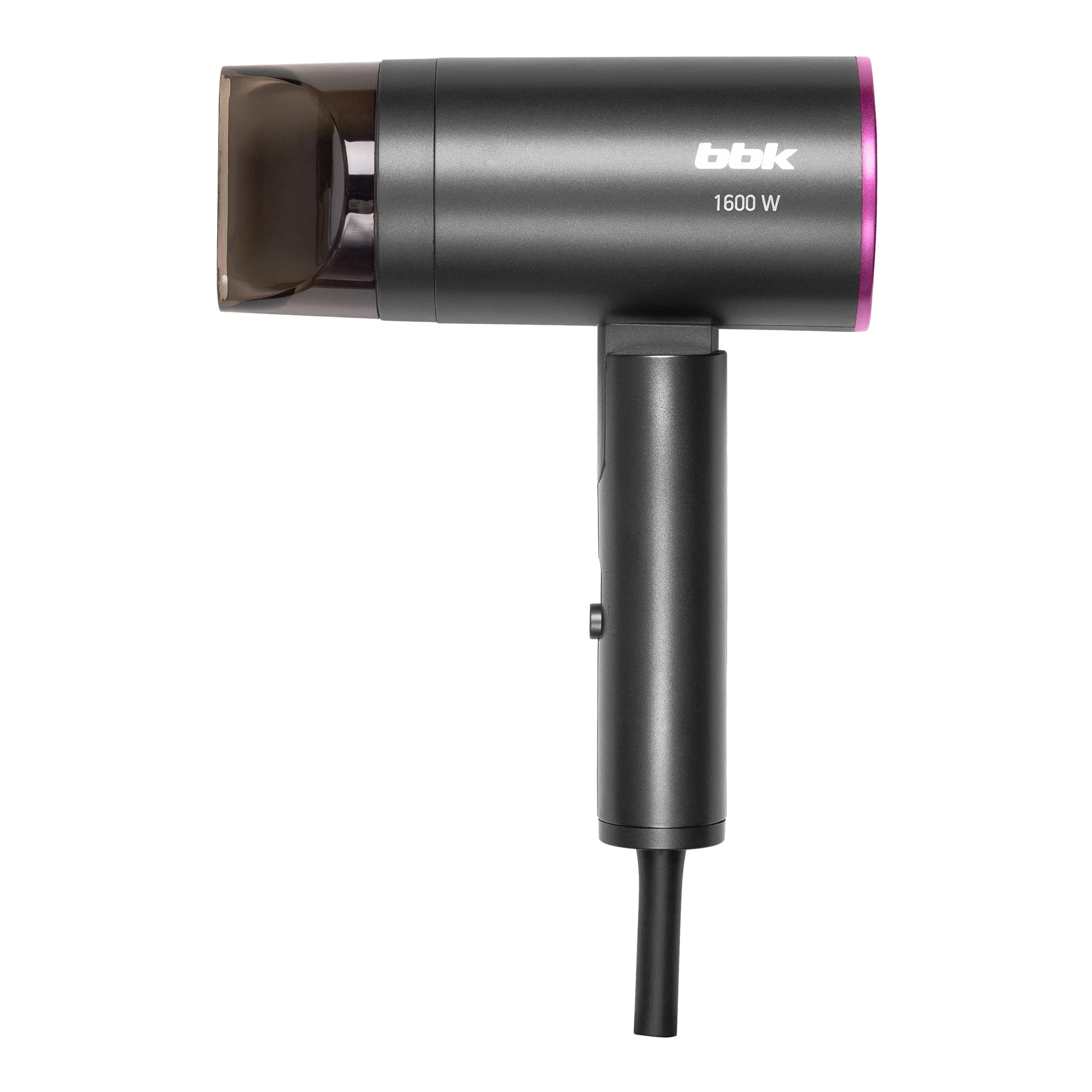 Фен BBK BHD1601 графит, 1600 Вт, ионизация, компактный