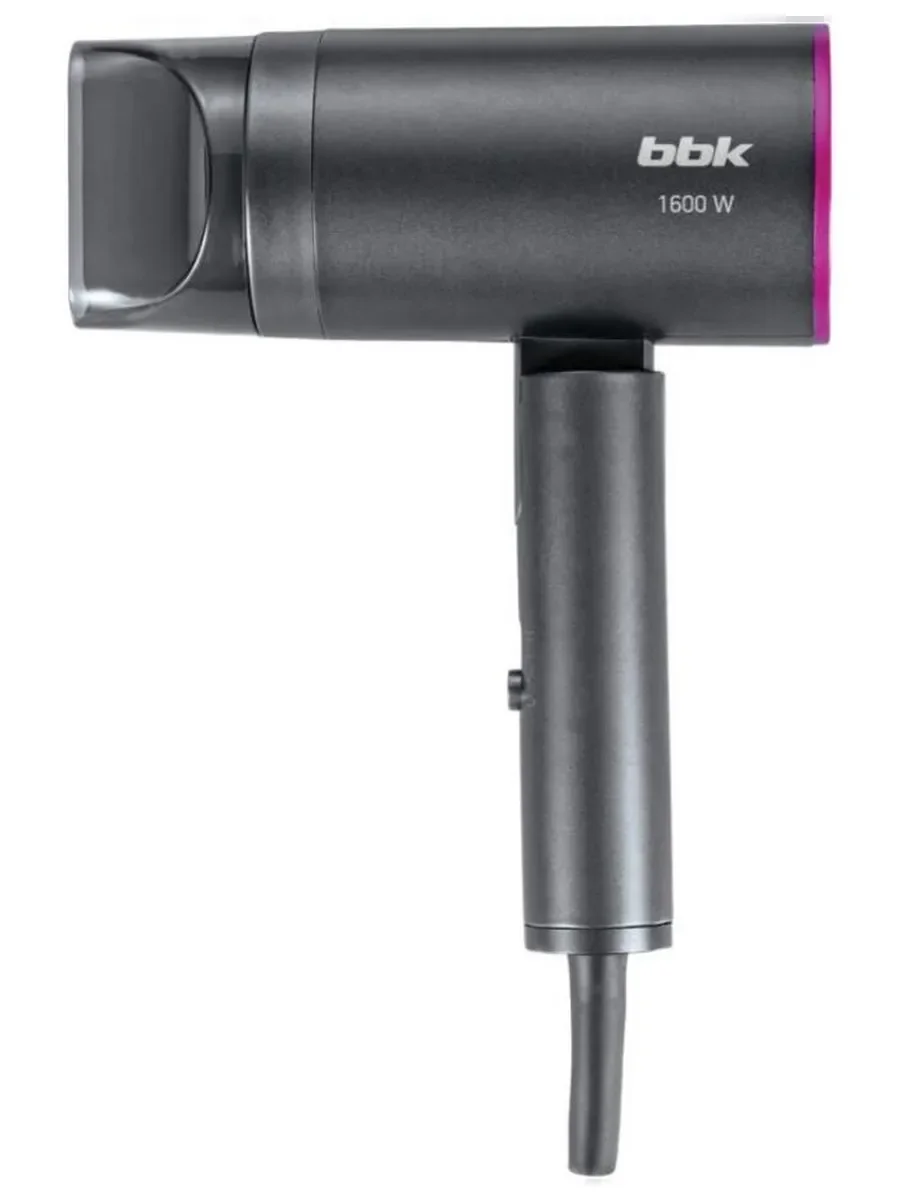 Фен BBK BHD1601 графит, 1600 Вт, ионизация, компактный